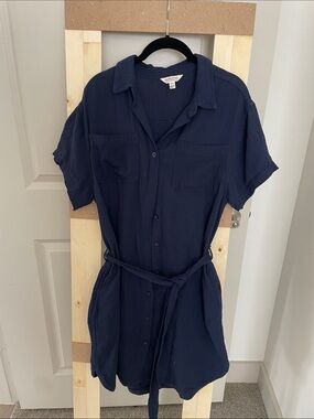 Weatherproof Navy Button-Front Shirt Dress